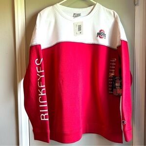 New Champion Women’s Ohio State Buckeyes Red & White Pullover Sweatshirt Sz XL